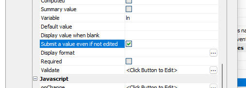 The Always submit value property checkbox in the JSON Form builder.